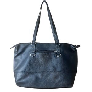 Black Large Pebbled Faux Leather Shoulder Bag Tote Purse